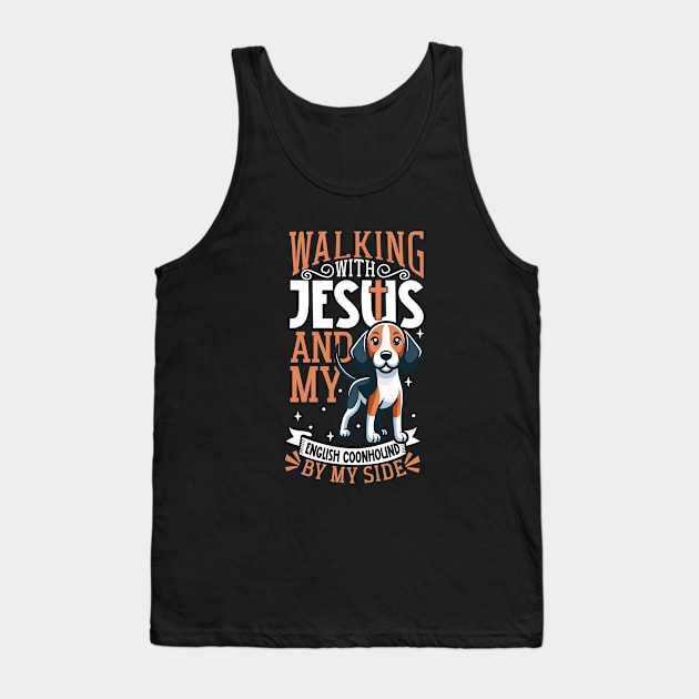 Jesus and dog - American English Coonhound Tank Top by Modern Medieval Design